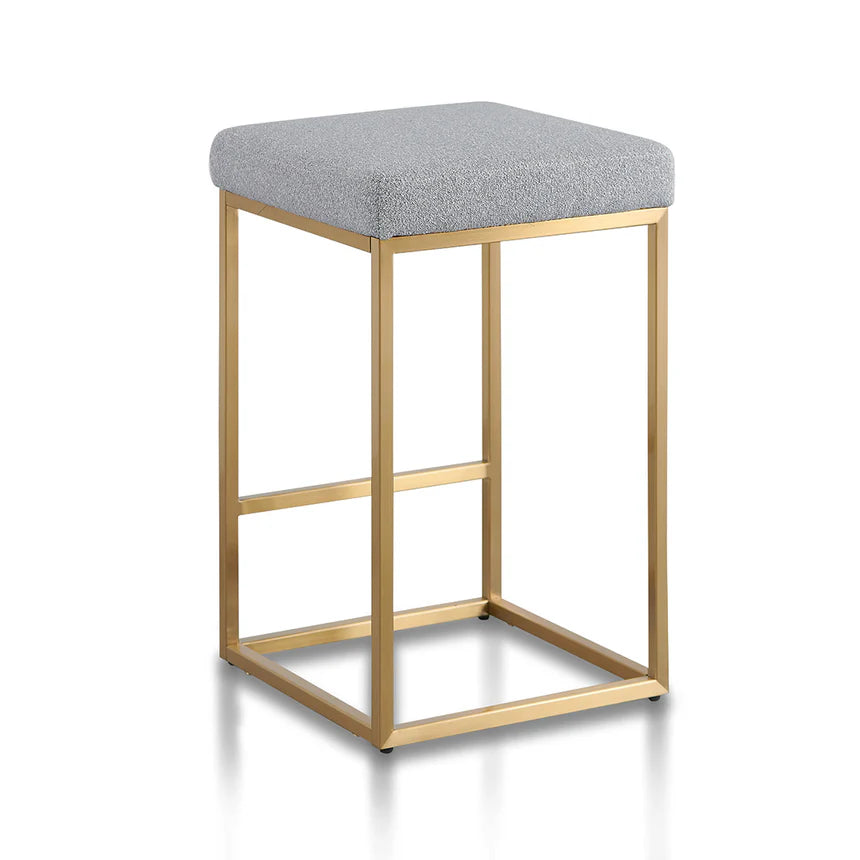 Nebula Hail Grey Bar Stool - Brushed Gold Base - House of Hyne