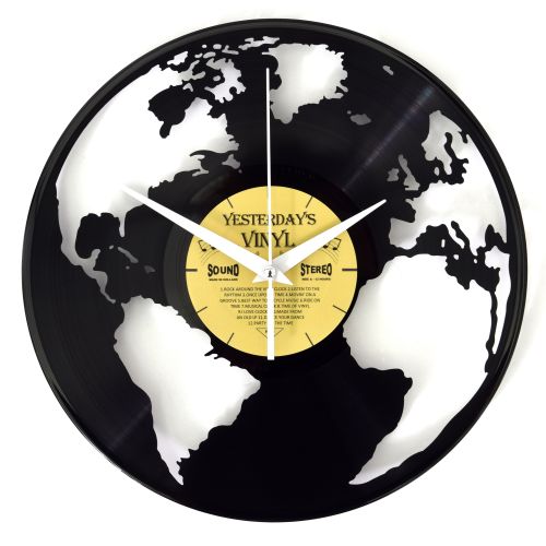 Nebula Vinyl Wall Clock World Globe 30cm -House of Hyne