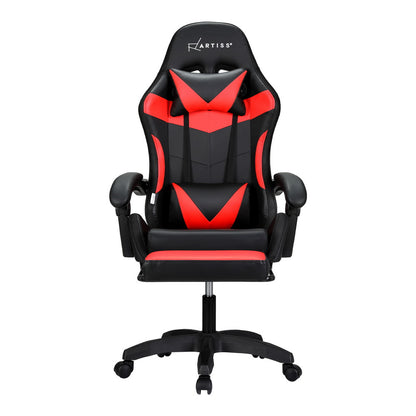 Nebulon Artiss 6 Point Massage Gaming Office Chair 7 LED Footrest Red - House of Hyne