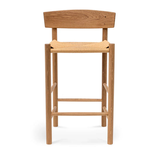 Nova 65cm Bar Stool - Natural with Back Rest - House of Hyne