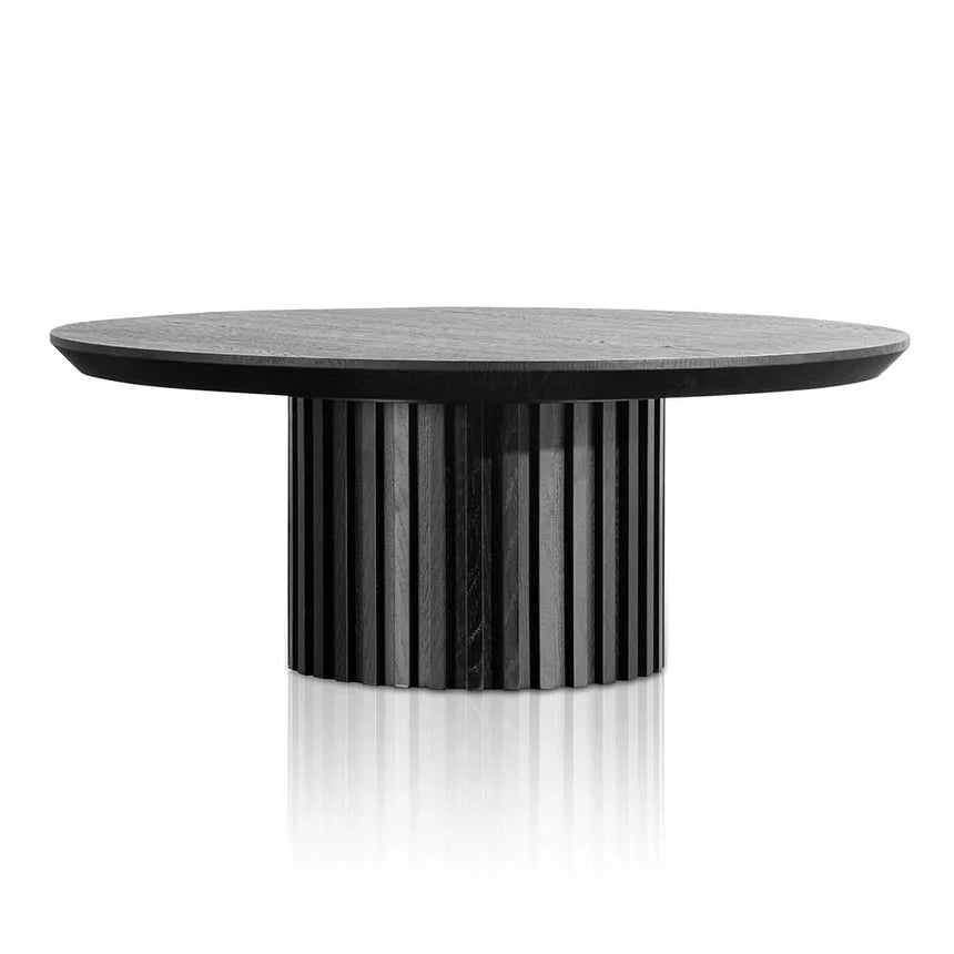 Nymbrix 90cm Wooden Round Coffee Table - Black - House of Hyne