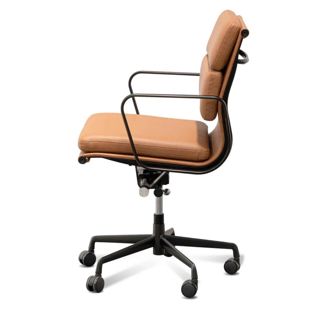 Verix Low Back Office Chair - Saddle Tan in Black Frame-houseofhyne