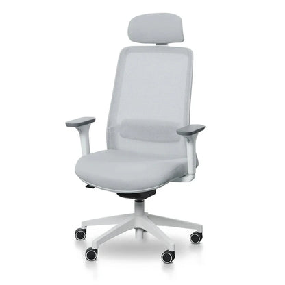 Xylox Mesh Office Chair - Cloud Grey with White Base-houseofhyne