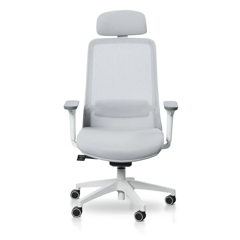 Xylox Mesh Office Chair - Cloud Grey with White Base-houseofhyne