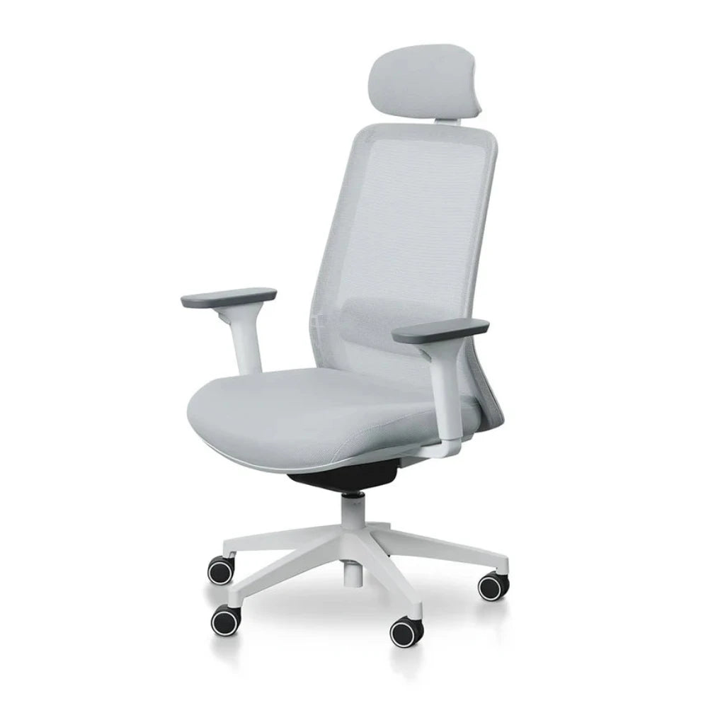 Xylox Mesh Office Chair - Cloud Grey with White Base-houseofhyne