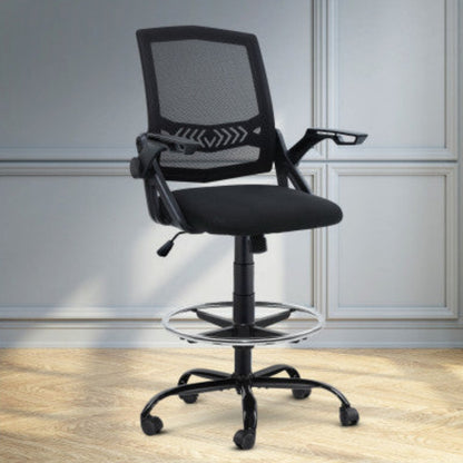 Artiss Office Chair Drafting Stool Mesh Chairs Black 8