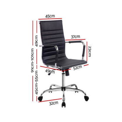 Artiss Office Chair PU Leather Mid Back Black 2