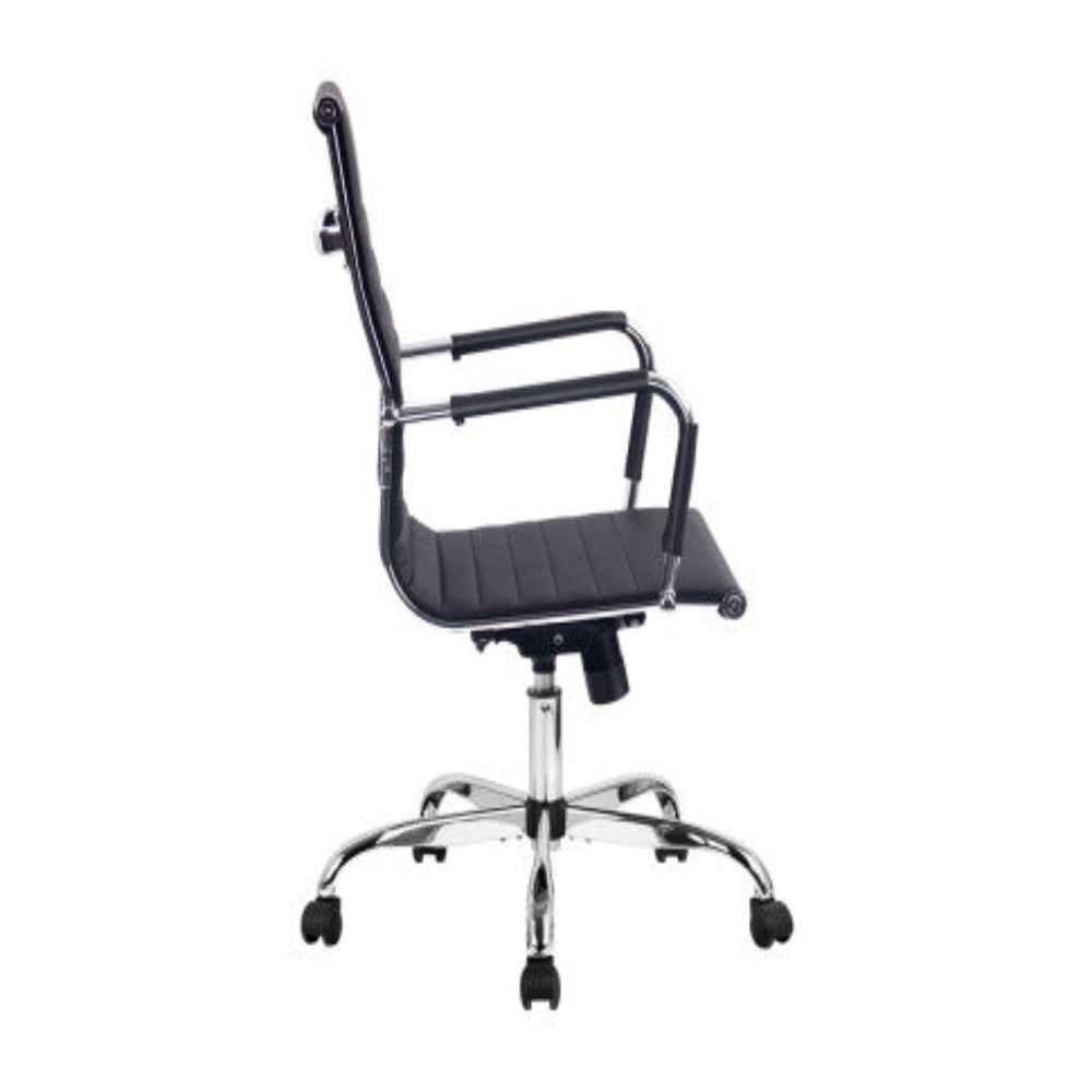 Artiss Office Chair PU Leather Mid Back Black 4