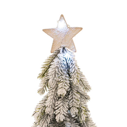 Orvian Snow Pine LED Burlap Table Top Tree w Star White (40cmH) Set of 2 - House of Hyne