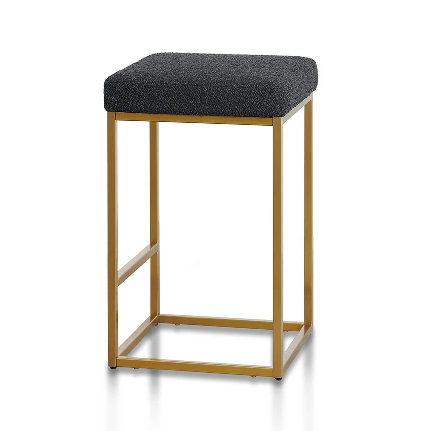 Parsley Black Boucle Bar Stool - Golden Base - House of Hyne