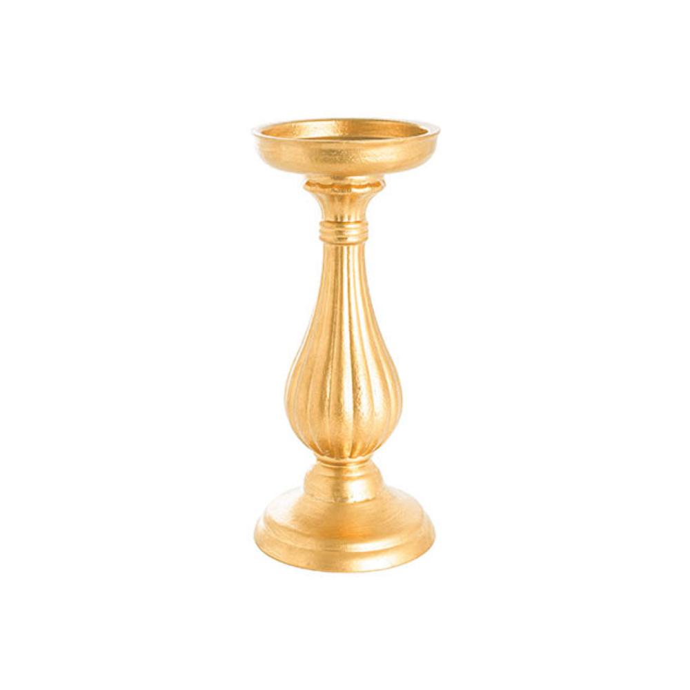 Ploxi Wooden Pillar Candle Holder Gold (10.5x10.5x24cmH) Set of 3 - House of Hyne