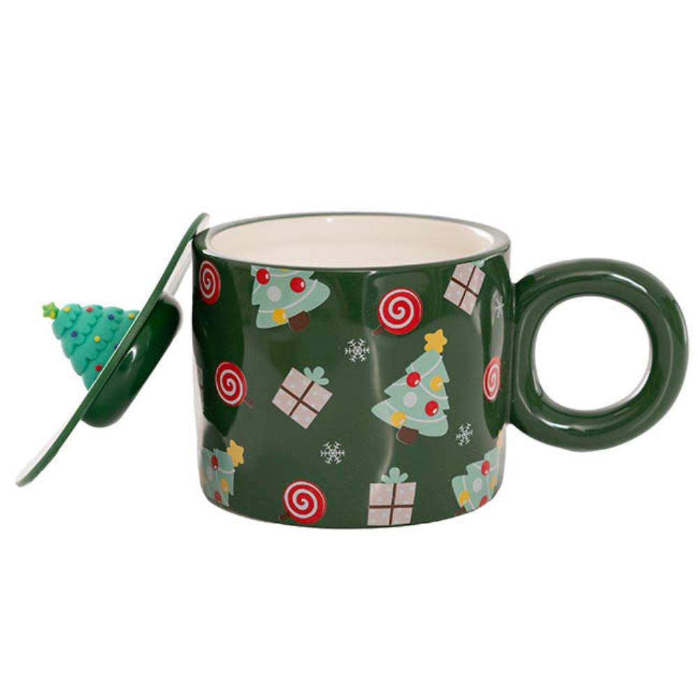 Qarnok Christmas Tree Mug w Lid Green (9.5cmDx13cmH) Set of 2 - House of Hyne