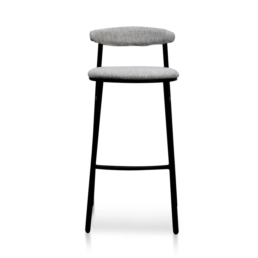 Quarvax  65cm Fabric Bar Stool - Silver Grey and Black Legs (Set of 2) - House of Hyne