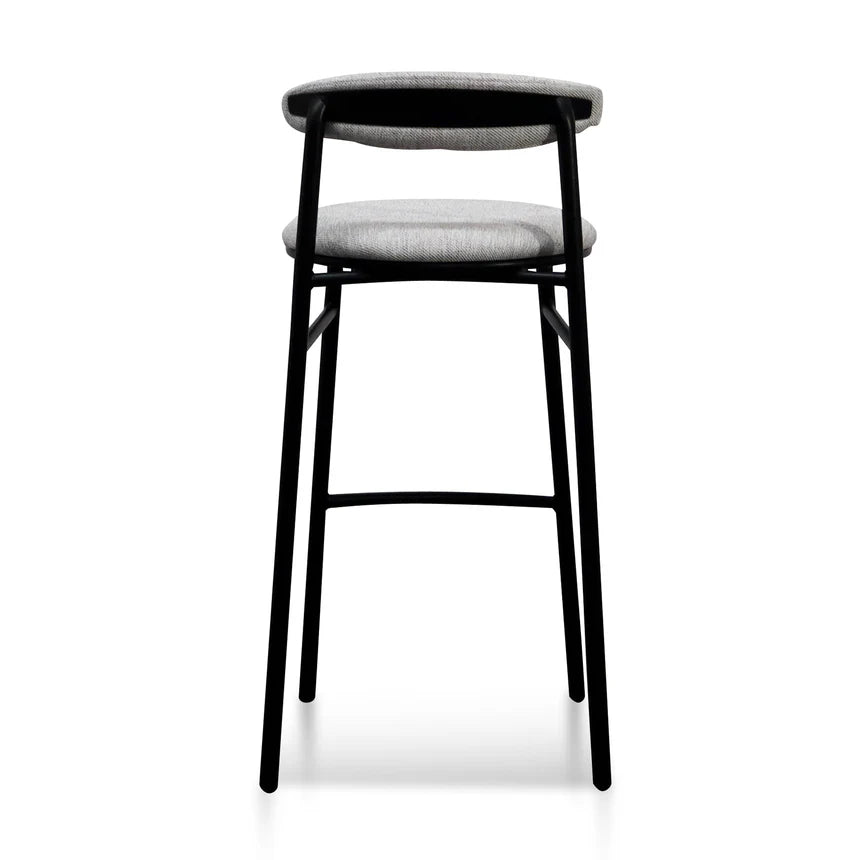 Quarvax  65cm Fabric Bar Stool - Silver Grey and Black Legs (Set of 2) - House of Hyne