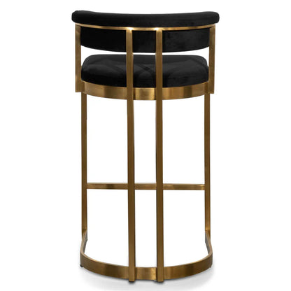 Quasarion  Black Velvet Bar Stool - Golden Base - House of Hyne