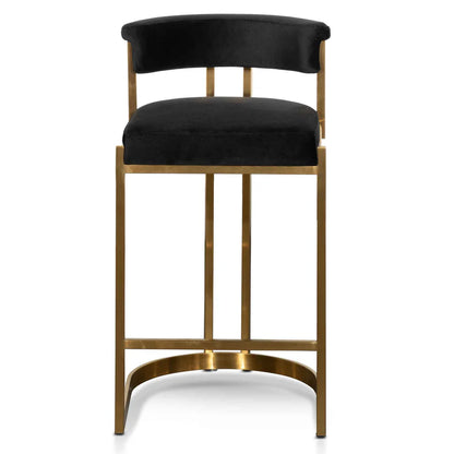 Quasarion  Black Velvet Bar Stool - Golden Base - House of Hyne