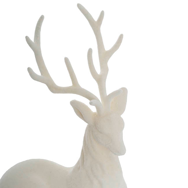 Quorvian Sitting Flocked Reindeer White (18x25cmH) Set of 3- House of Hyne