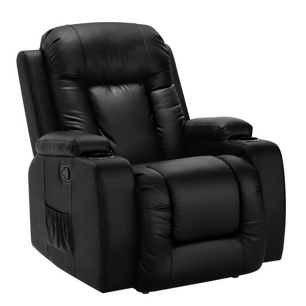 Zarnok Artiss Recliner Chair Electric Heated Massage Chairs Faux Leather Cabin-houseofhyne