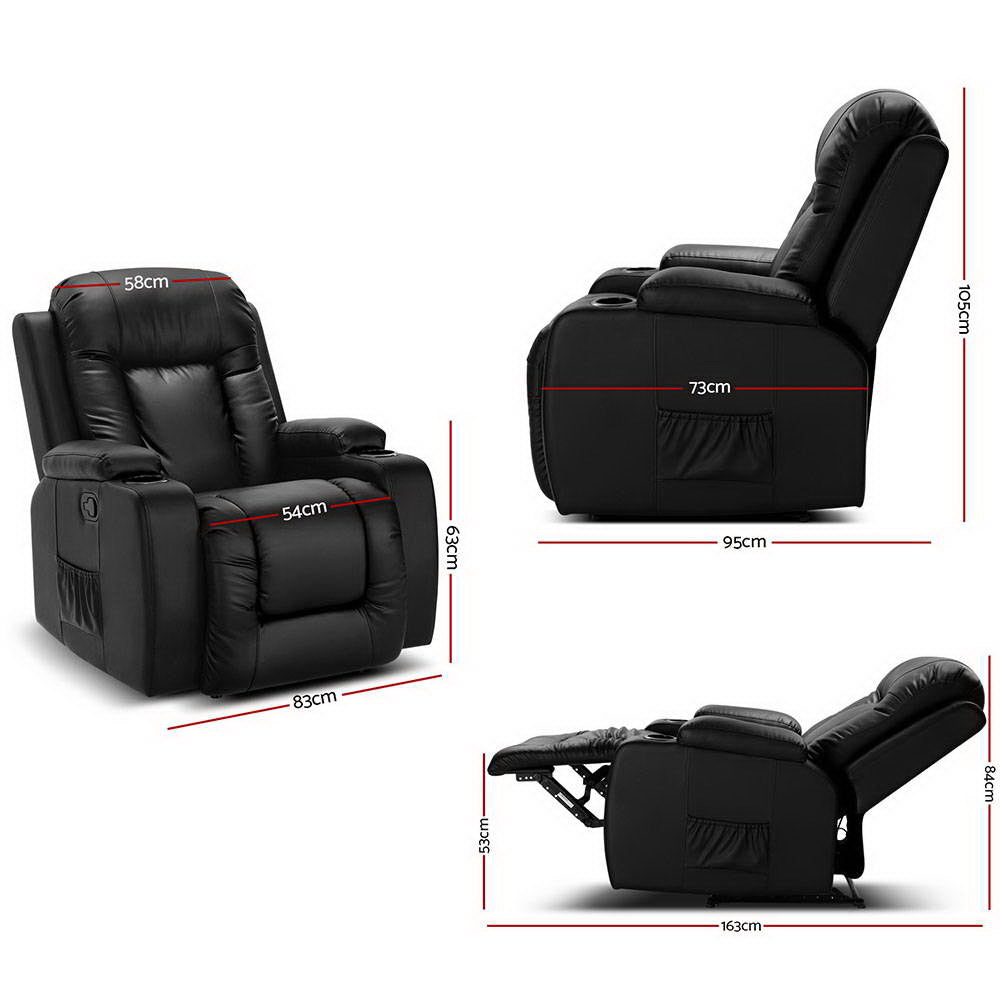 Zarnok Artiss Recliner Chair Electric Heated Massage Chairs Faux Leather Cabin-houseofhyne