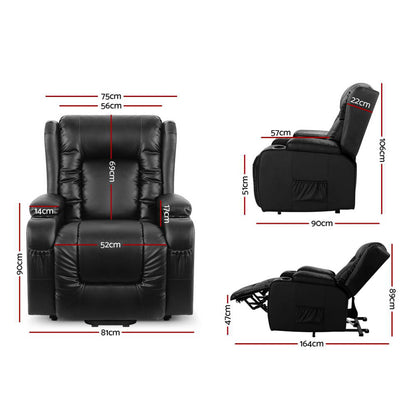 Grylox Artiss Recliner Chair Lift Assist Heated Massage Chair Leather Rukwa-houseofhyne