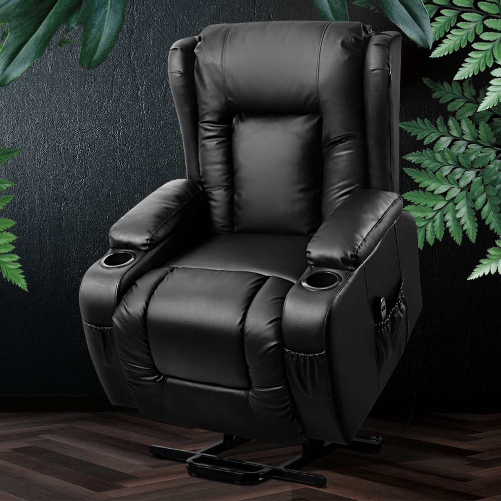 Grylox Artiss Recliner Chair Lift Assist Heated Massage Chair Leather Rukwa-houseofhyne