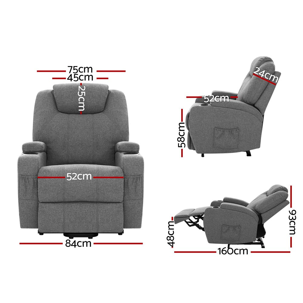 Zorlon Artiss Recliner Chair Lift Assist Heated Massage Chair Velvet Milio-houseofhyne