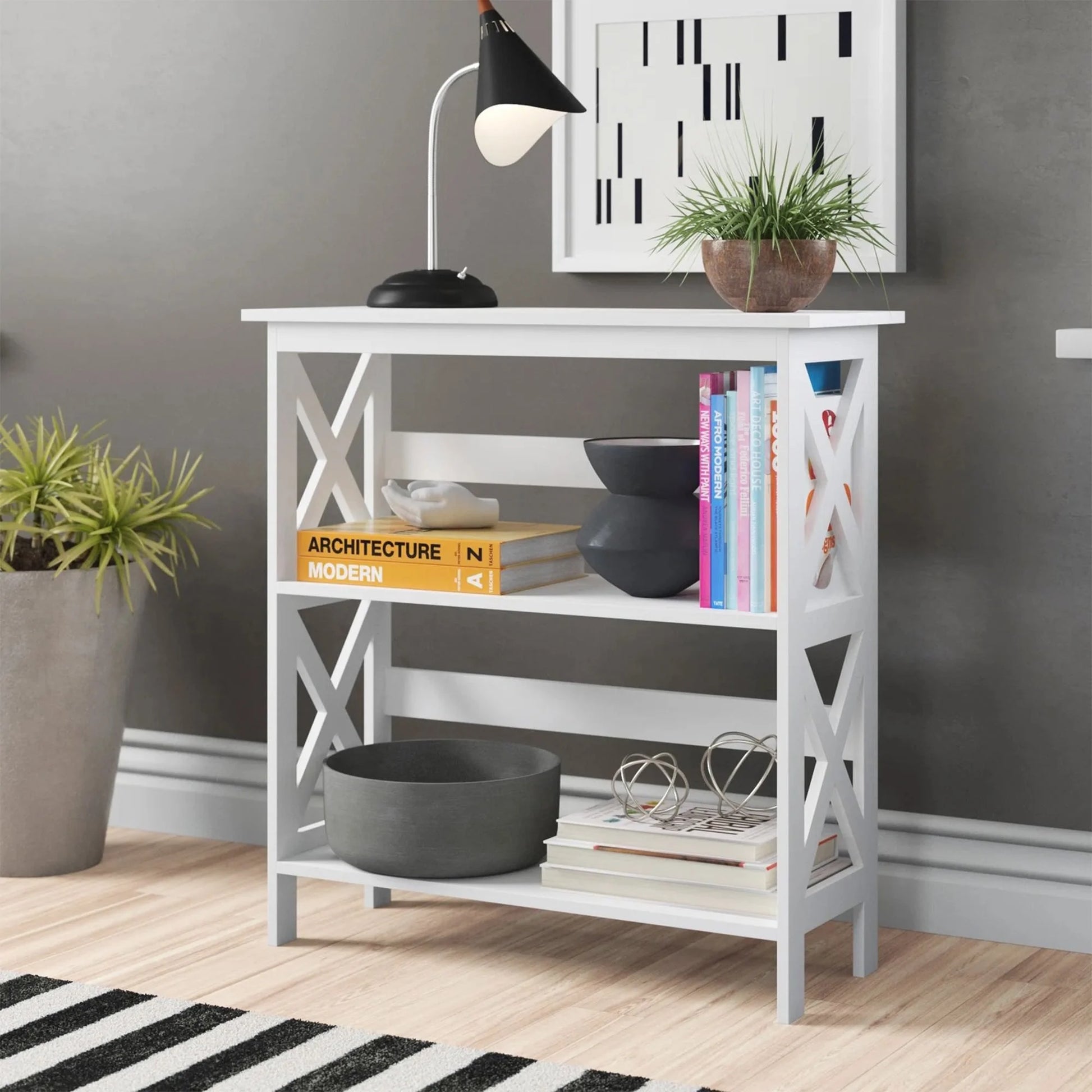 Zylora Bella 3 Tier Bookcase in White-houseofhyne