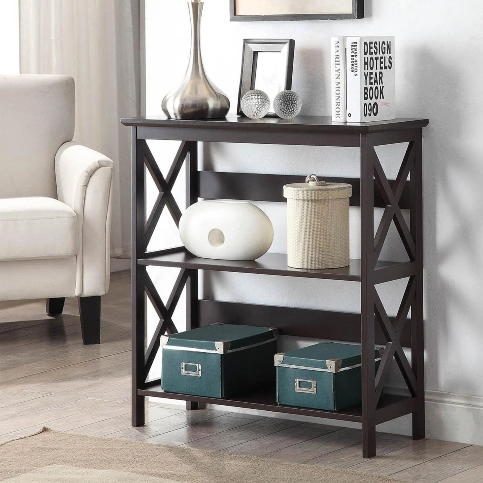 Veltrix Bella 3 Tier Bookcase in Espresso-houseofhyne