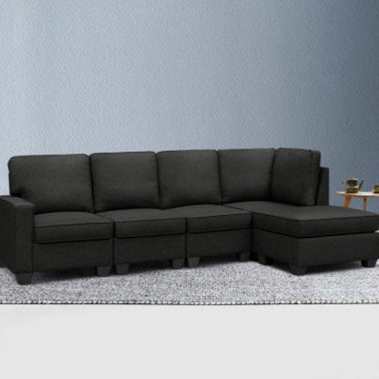 Artiss Modular Sofa Chaise Set 5-seater Dark Grey - House of Hyne