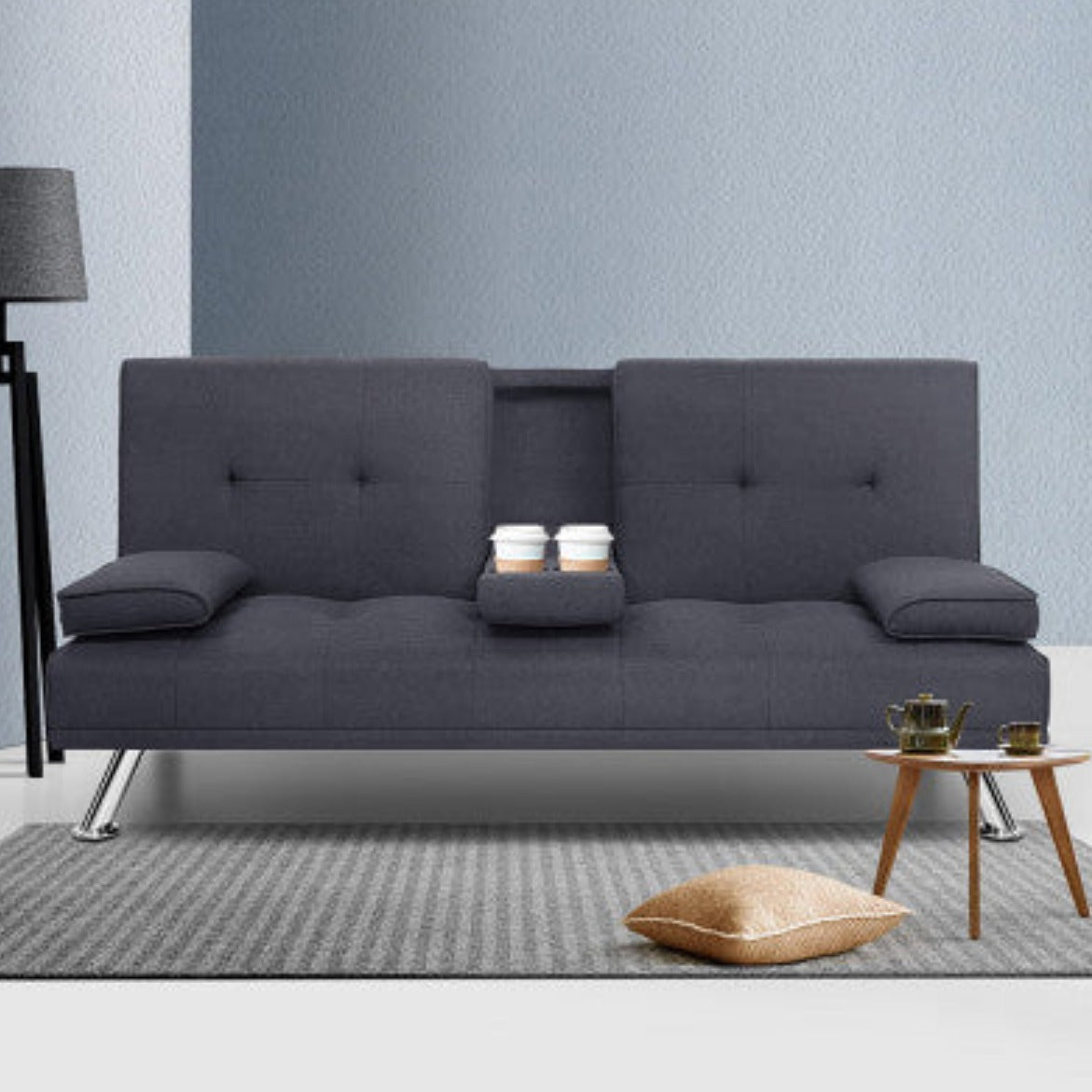 Artiss Sofa Bed 175CM Dark Grey Fabric 7