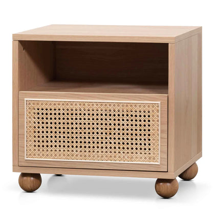 Quenor Wooden Side Table with Rattan Front - Natural