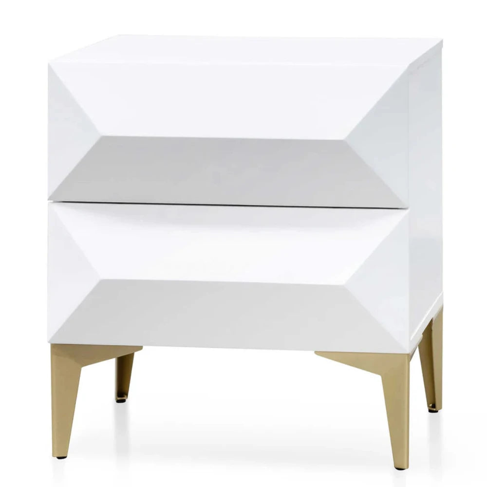 Xenlok Wooden Side Table - White with Gold Legs-houseofhyne