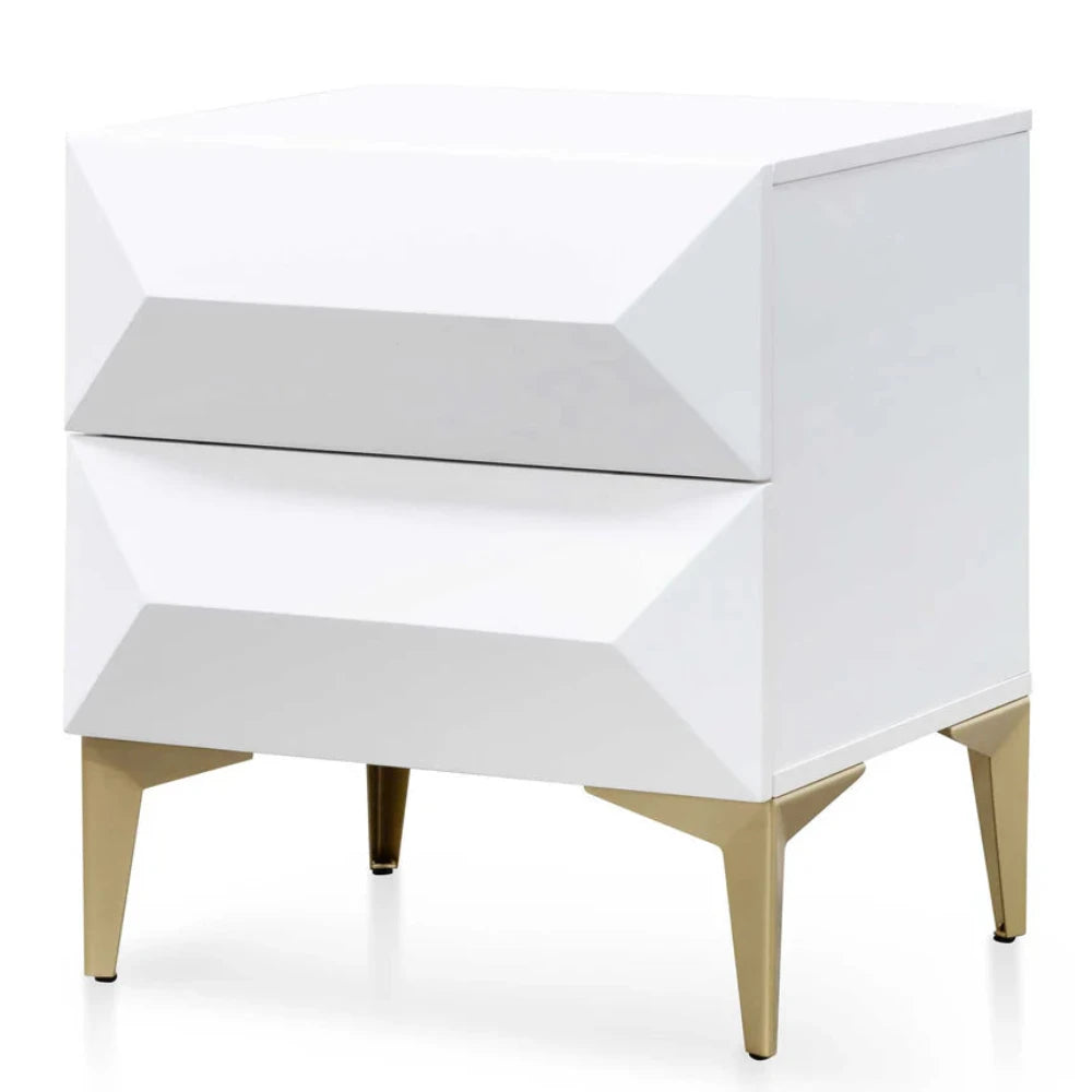 Xenlok Wooden Side Table - White with Gold Legs-houseofhyne