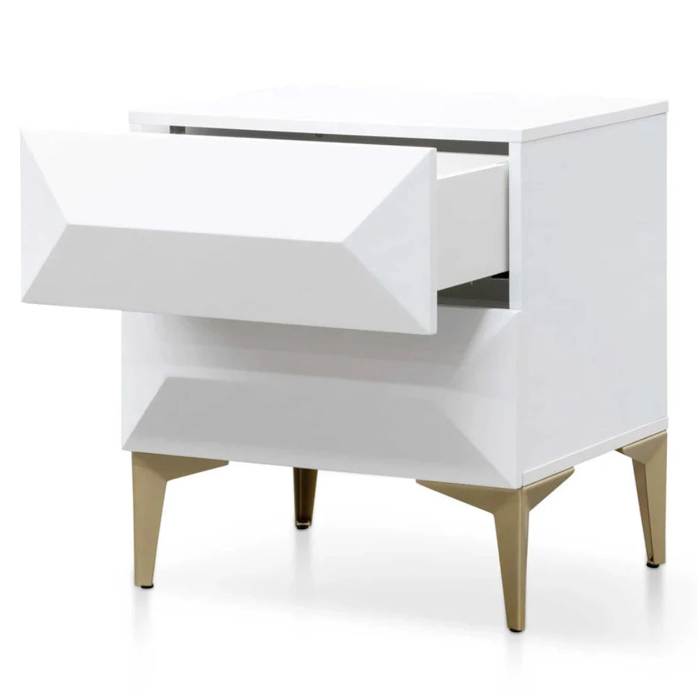 Xenlok Wooden Side Table - White with Gold Legs-houseofhyne