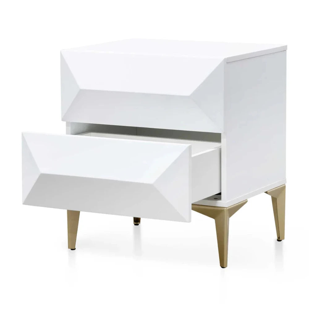 Xenlok Wooden Side Table - White with Gold Legs-houseofhyne