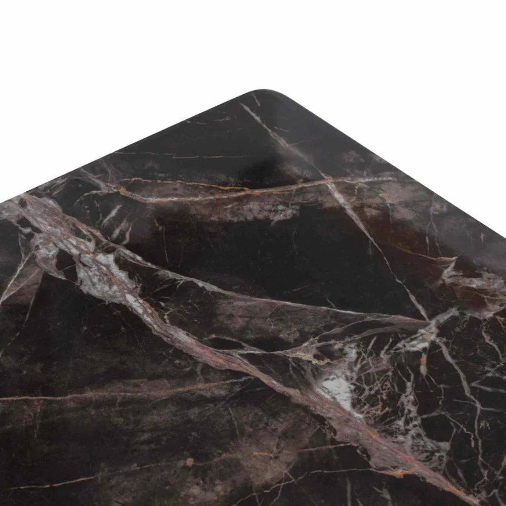 Zorlon Bedside Table - Black with Porcelain Marble Top-houseofhyne