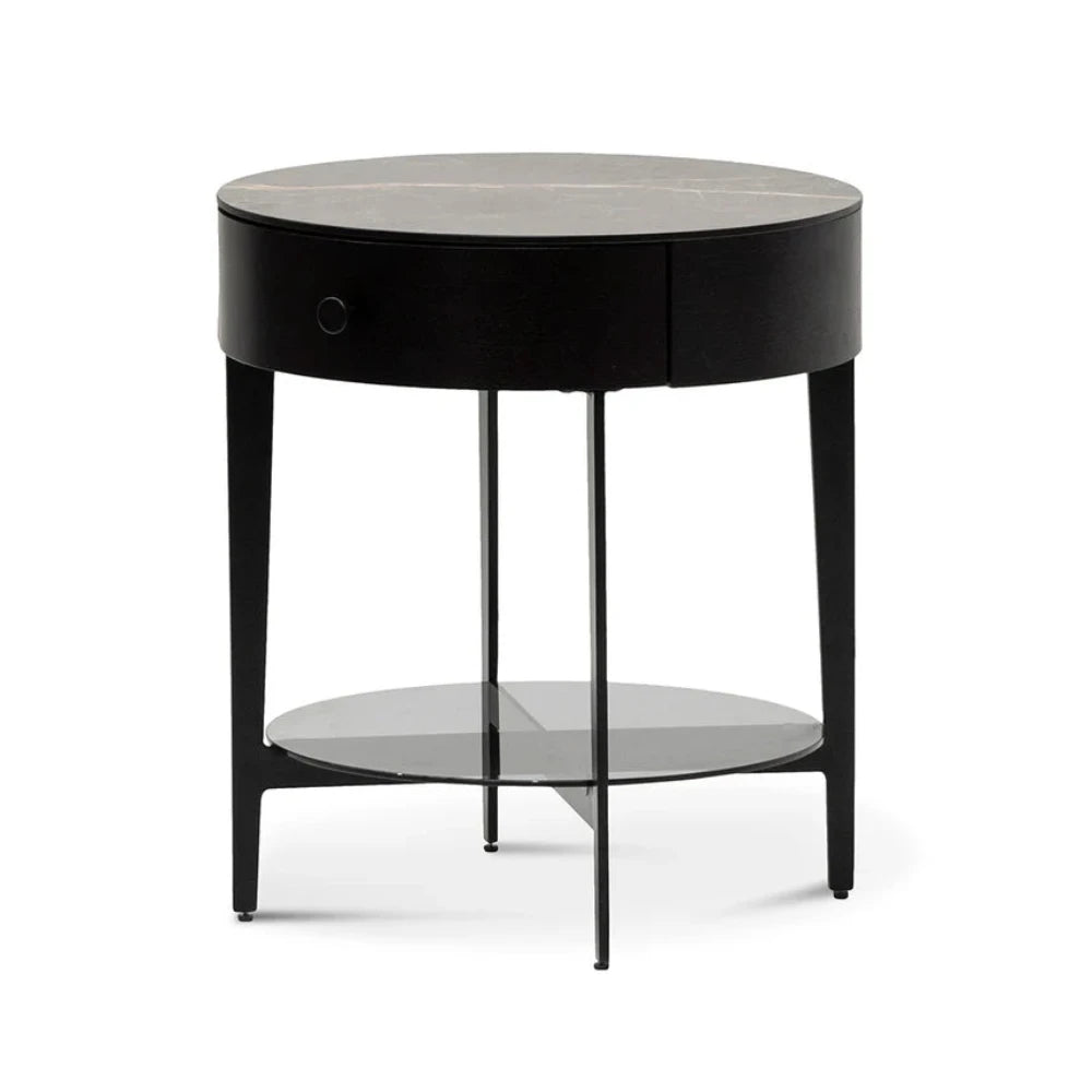 Glarnix Round Side Table - Black-houseofhyne