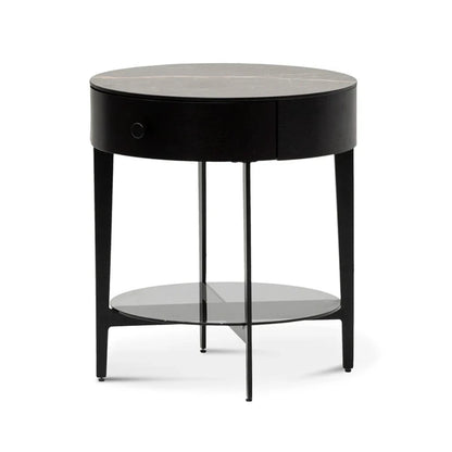 Glarnix Round Side Table - Black-houseofhyne