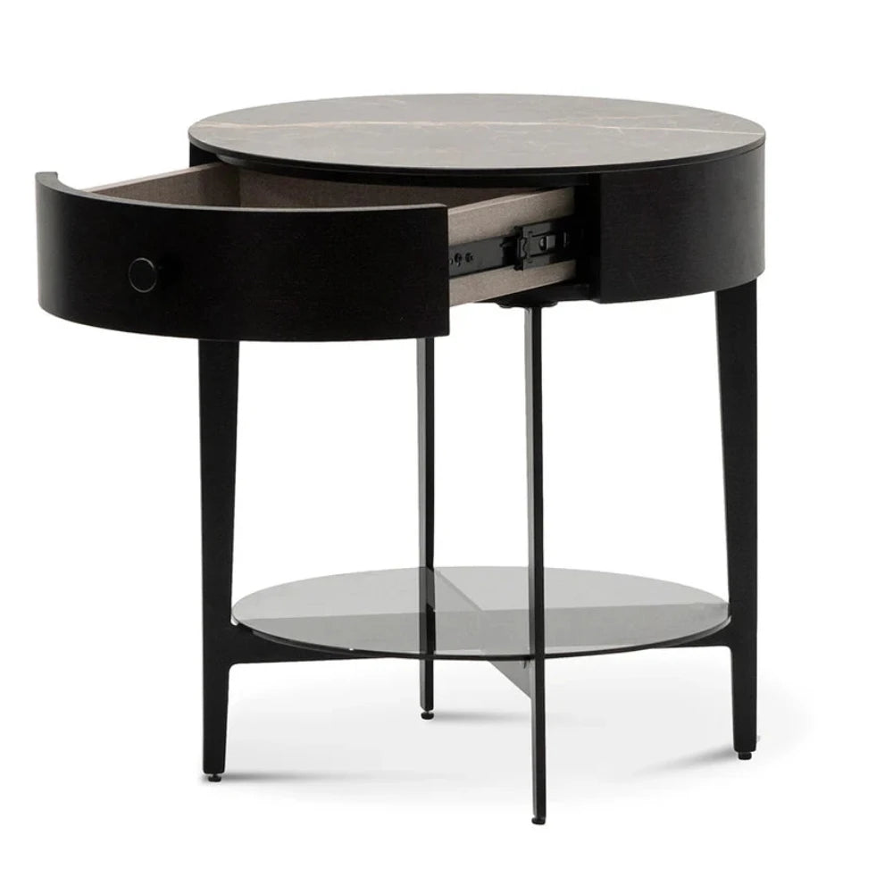 Glarnix Round Side Table - Black-houseofhyne