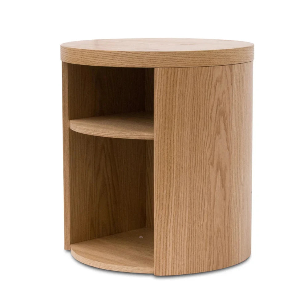 Xenrok Round Wooden Bedside Table - Natural-houseofhyne