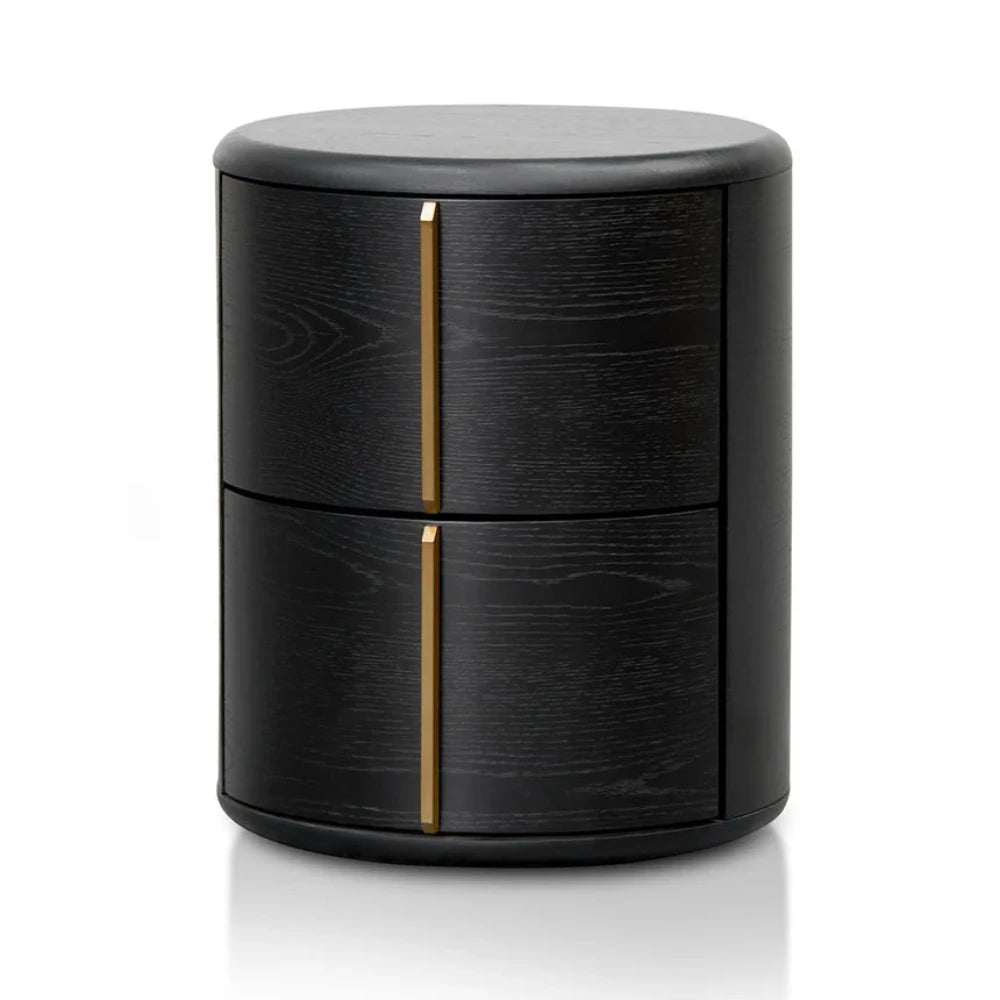 Drinlak 46cm Round Bedside Table - Black-houseofhyne