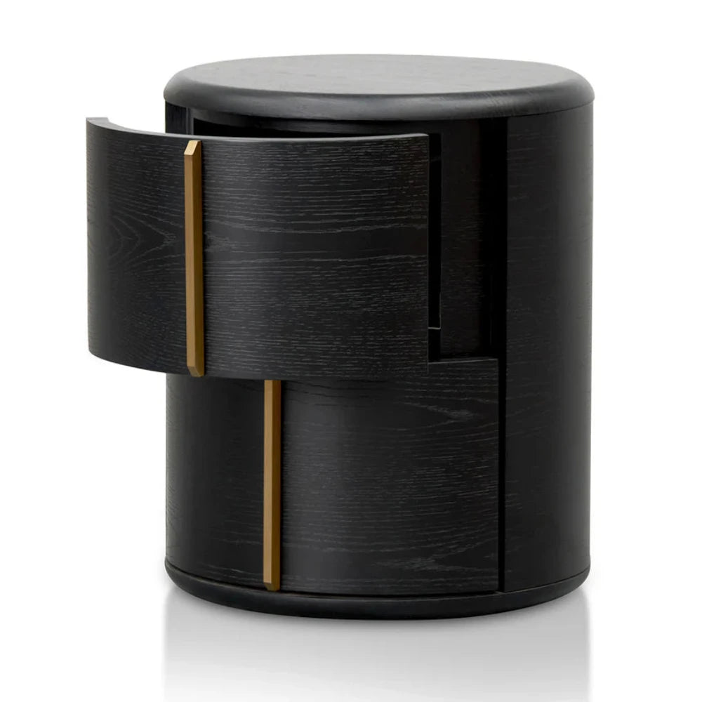 Drinlak 46cm Round Bedside Table - Black-houseofhyne