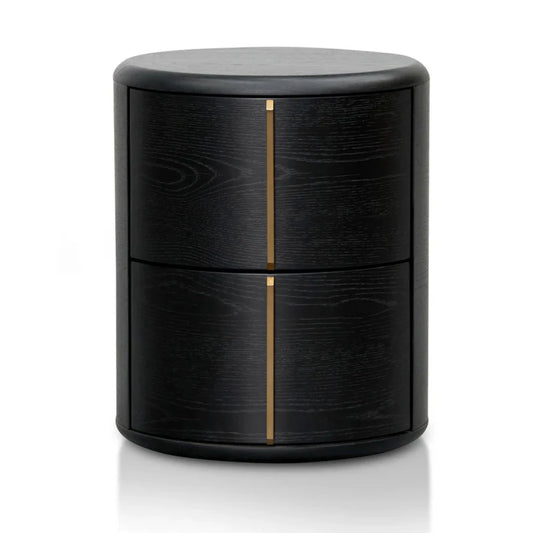 Drinlak 46cm Round Bedside Table - Black-houseofhyne