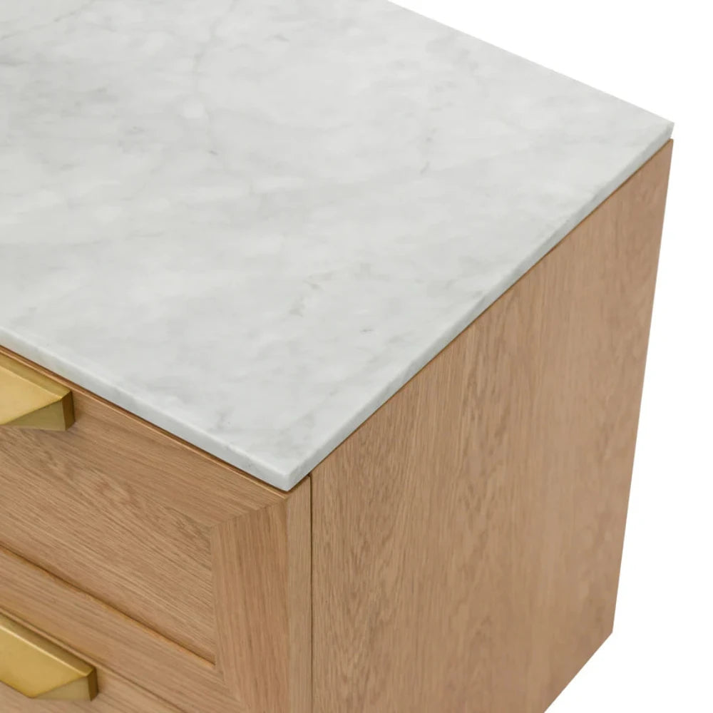 Blorvix Bedside Table - Natural with Marble Top-houseofhyne