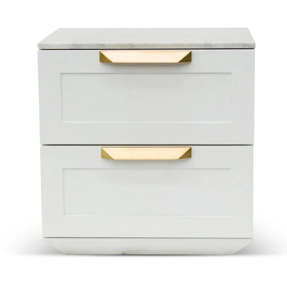 Frilnex Bedside Table - White with Marble Top-houseofhyne