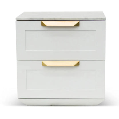 Frilnex Bedside Table - White with Marble Top-houseofhyne