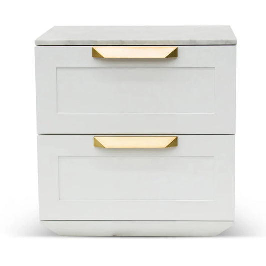 Frilnex Bedside Table - White with Marble Top-houseofhyne