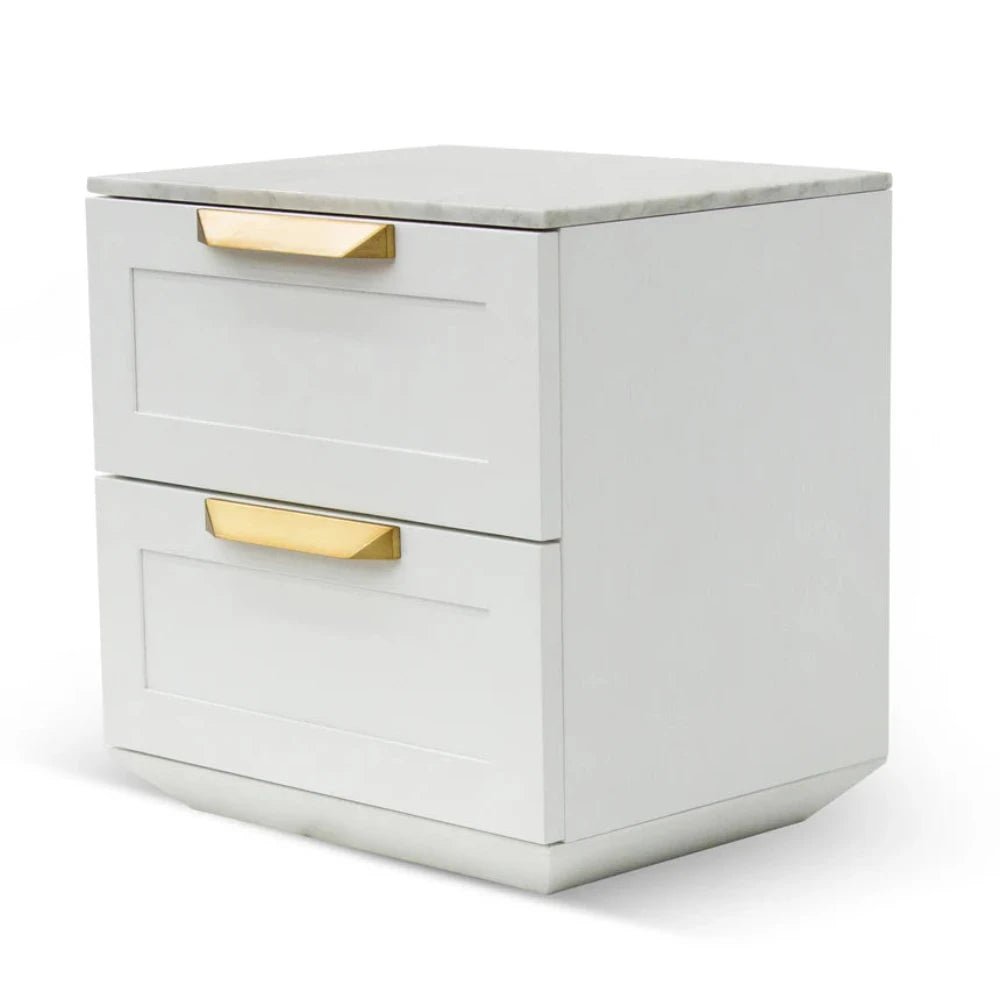 Frilnex Bedside Table - White with Marble Top-houseofhyne