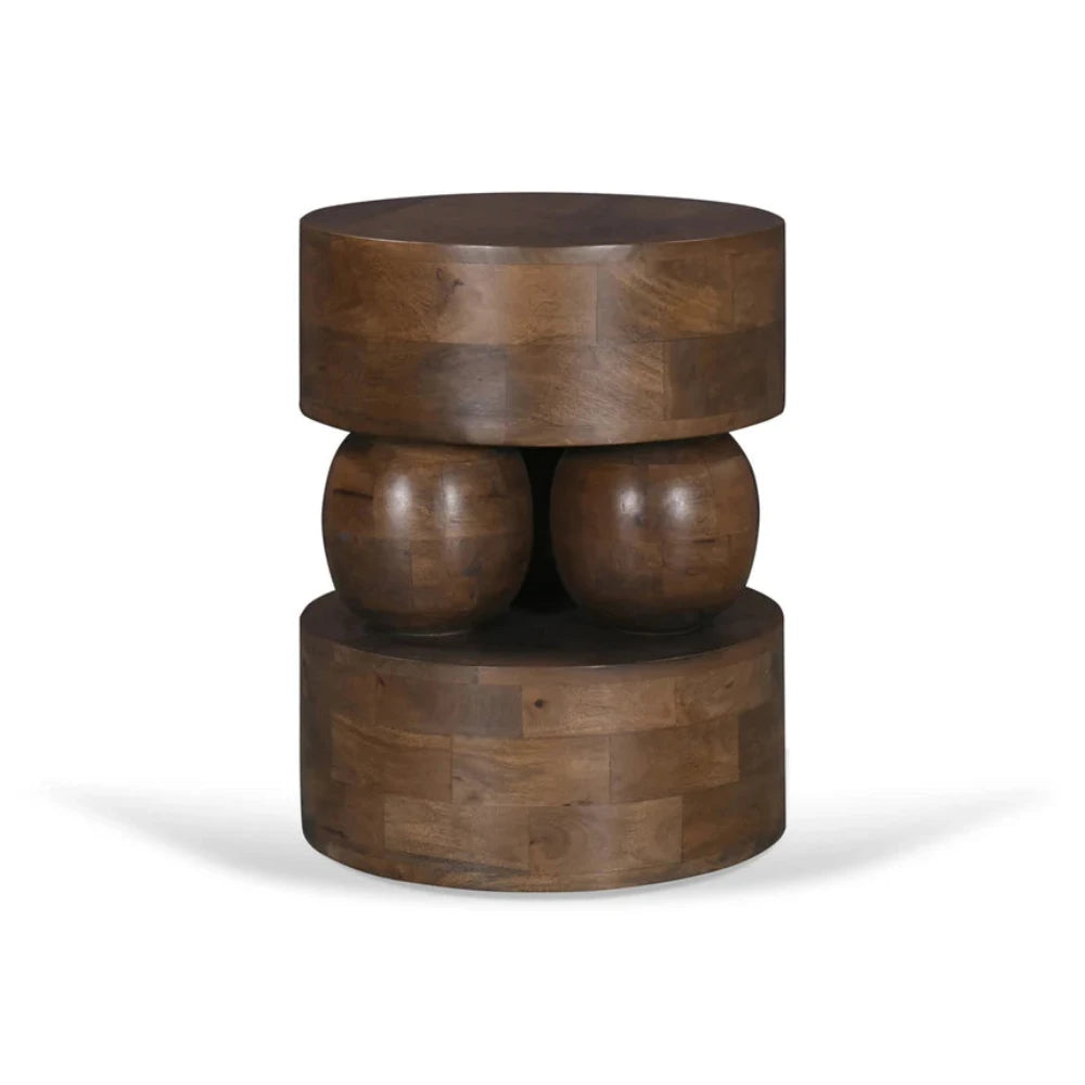 Ulrix 40cm Round Side Table - Walnut-houseofhyne