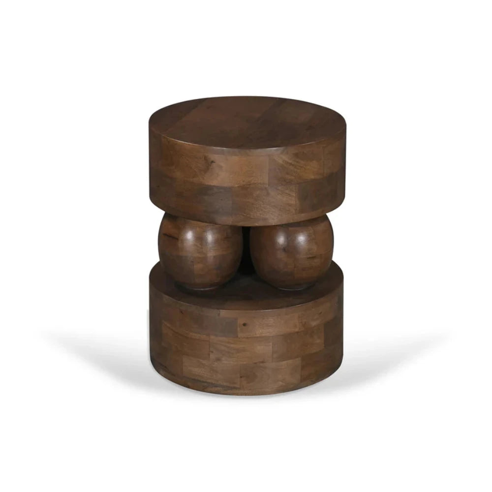 Ulrix 40cm Round Side Table - Walnut-houseofhyne